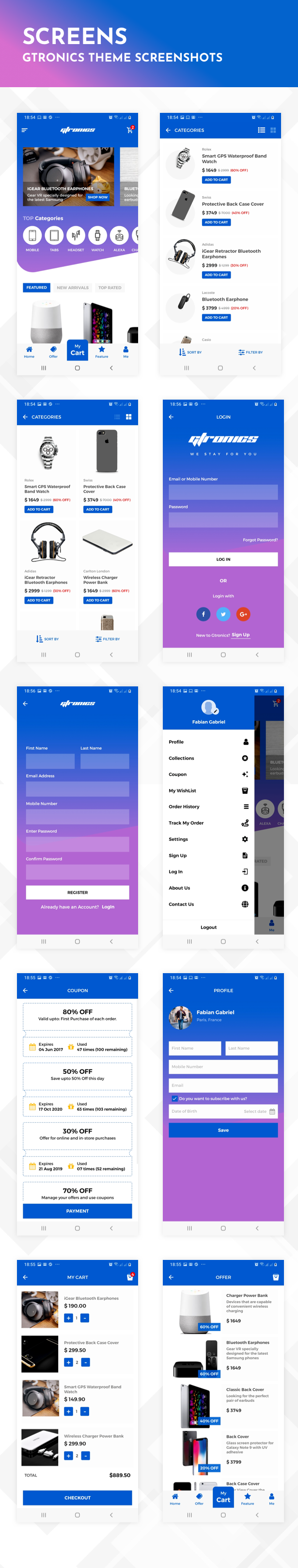 Gtronics React Native Theme/Template