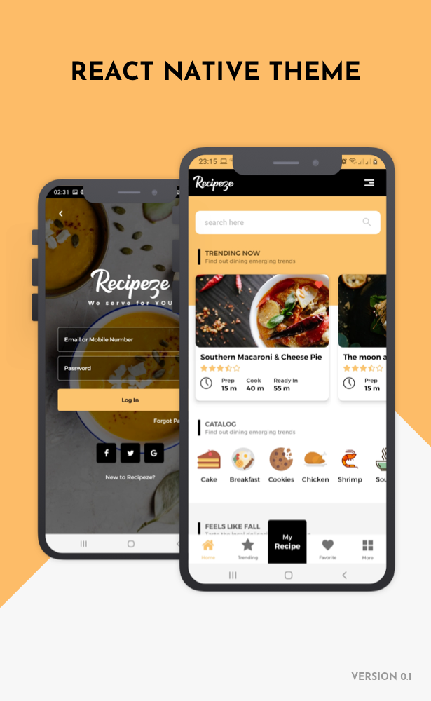 Recipeze React Native Theme/Template