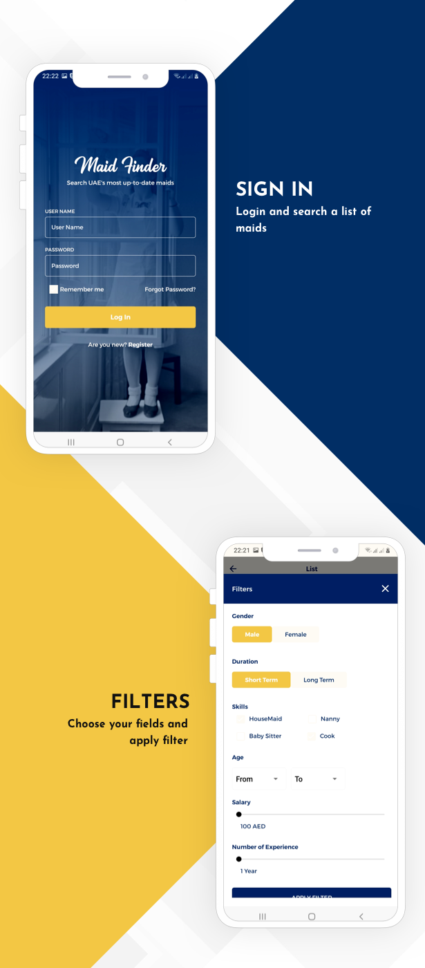 Maid Finder React Native Theme/Template