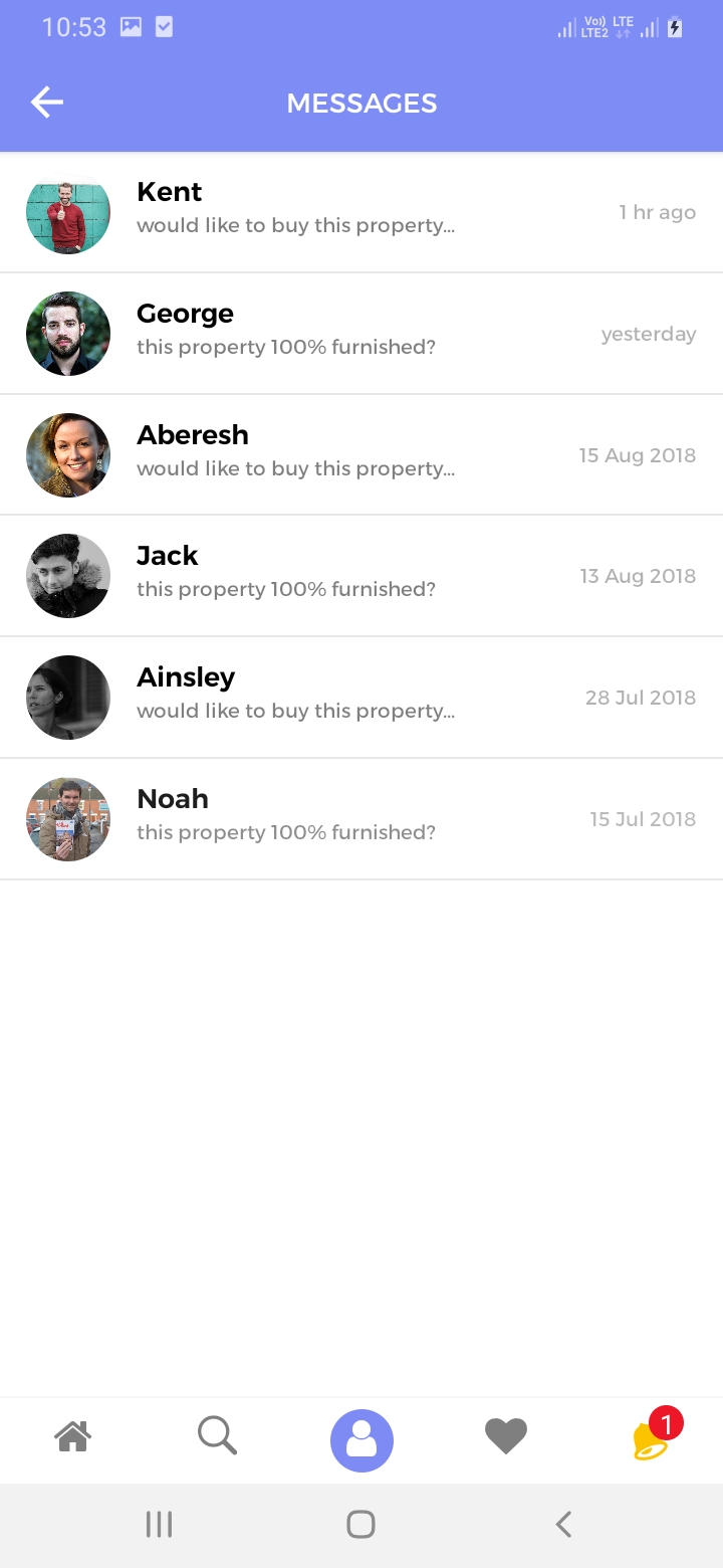 Myyaow Realtor Messages Screen