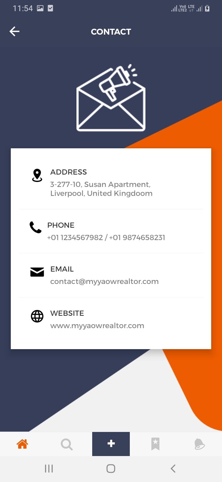 oClassify Contact Us Screen