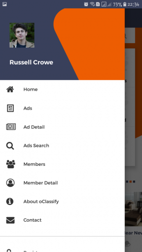 oClassify Navigation Drawer Screen