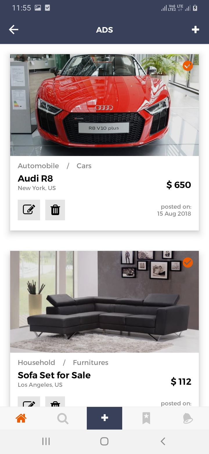 oClassify Ads Management Screen