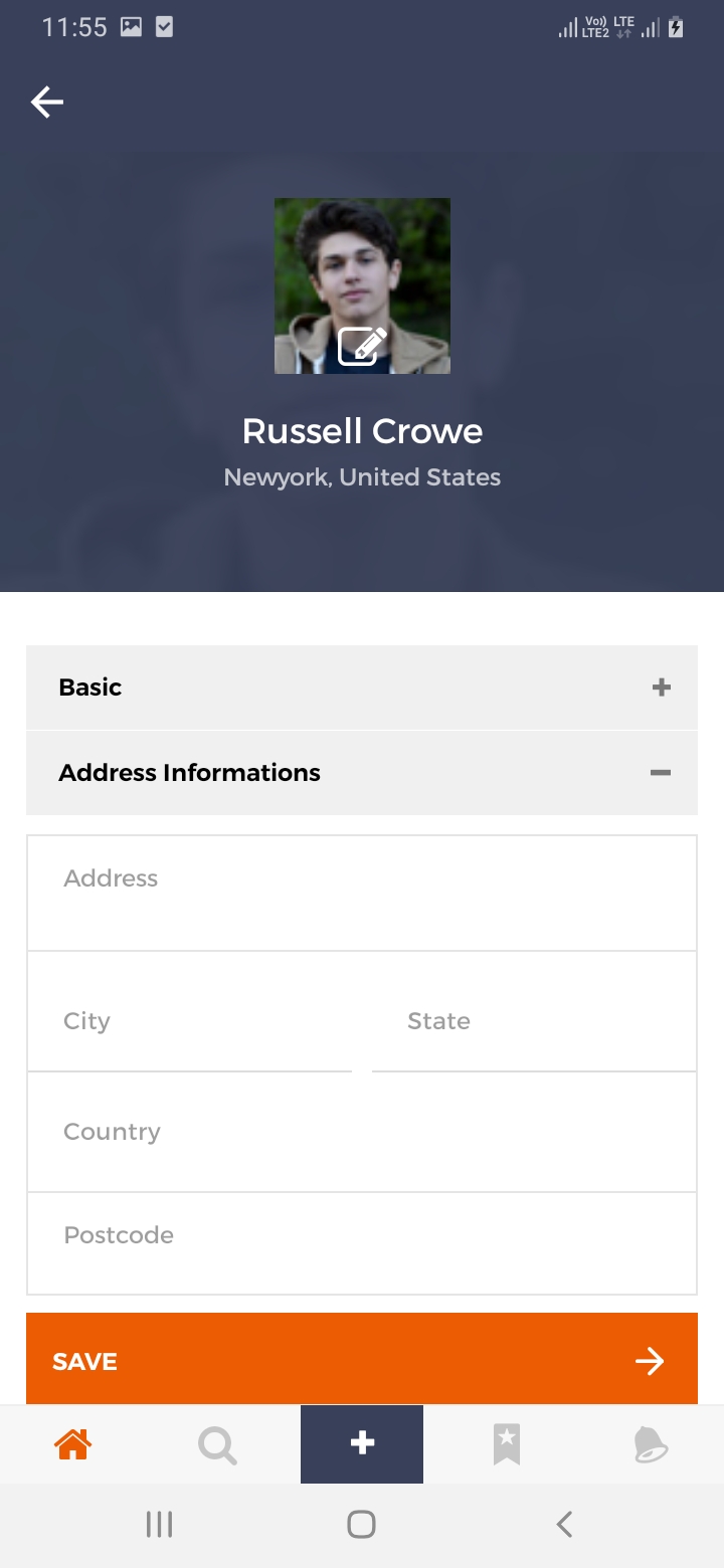 oClassify Manage Profile - Address Screen