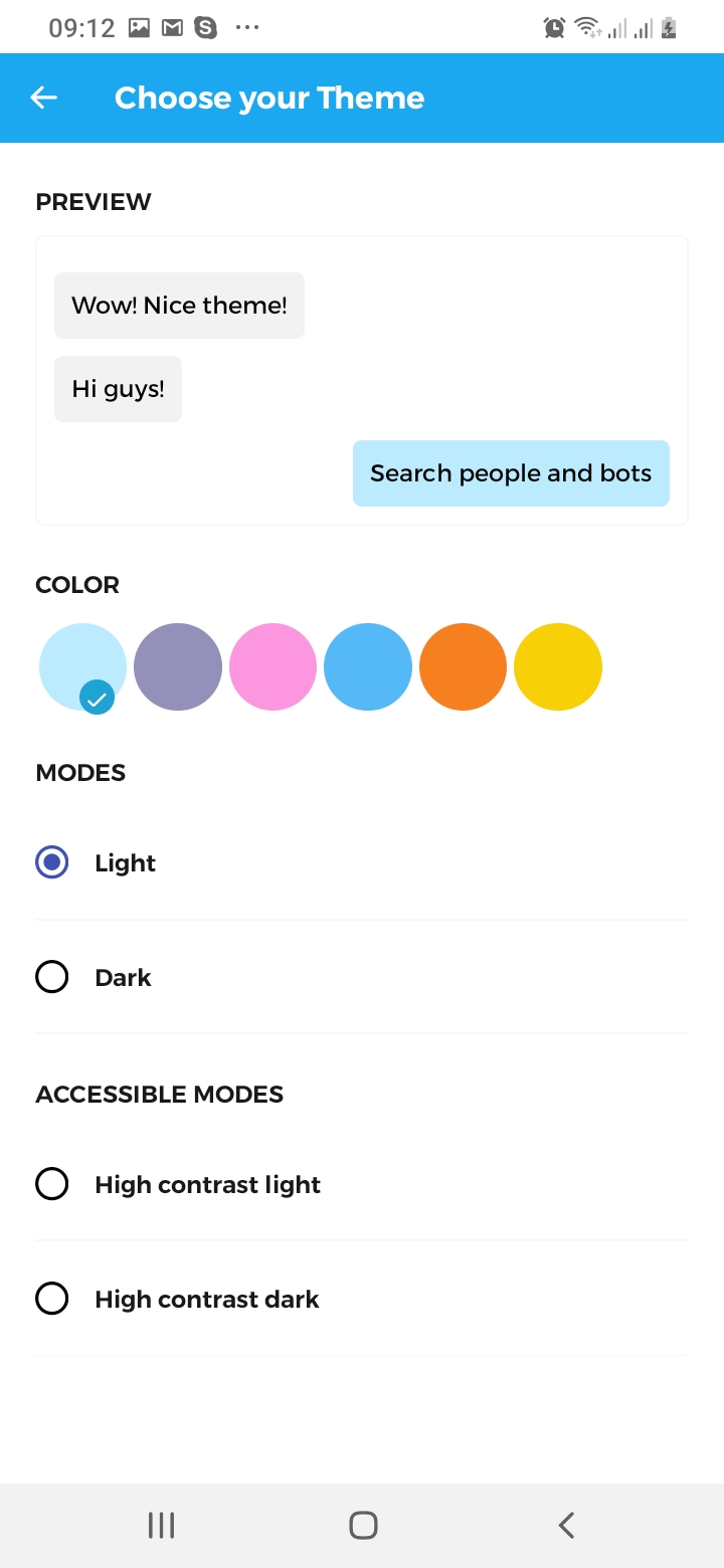 Interack Settings - Choose Your Theme Screen