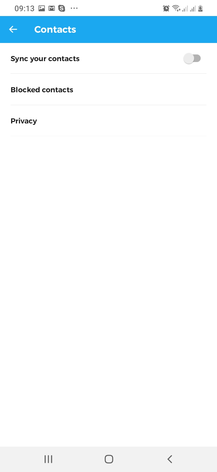 Interack Settings - Contacts Screen