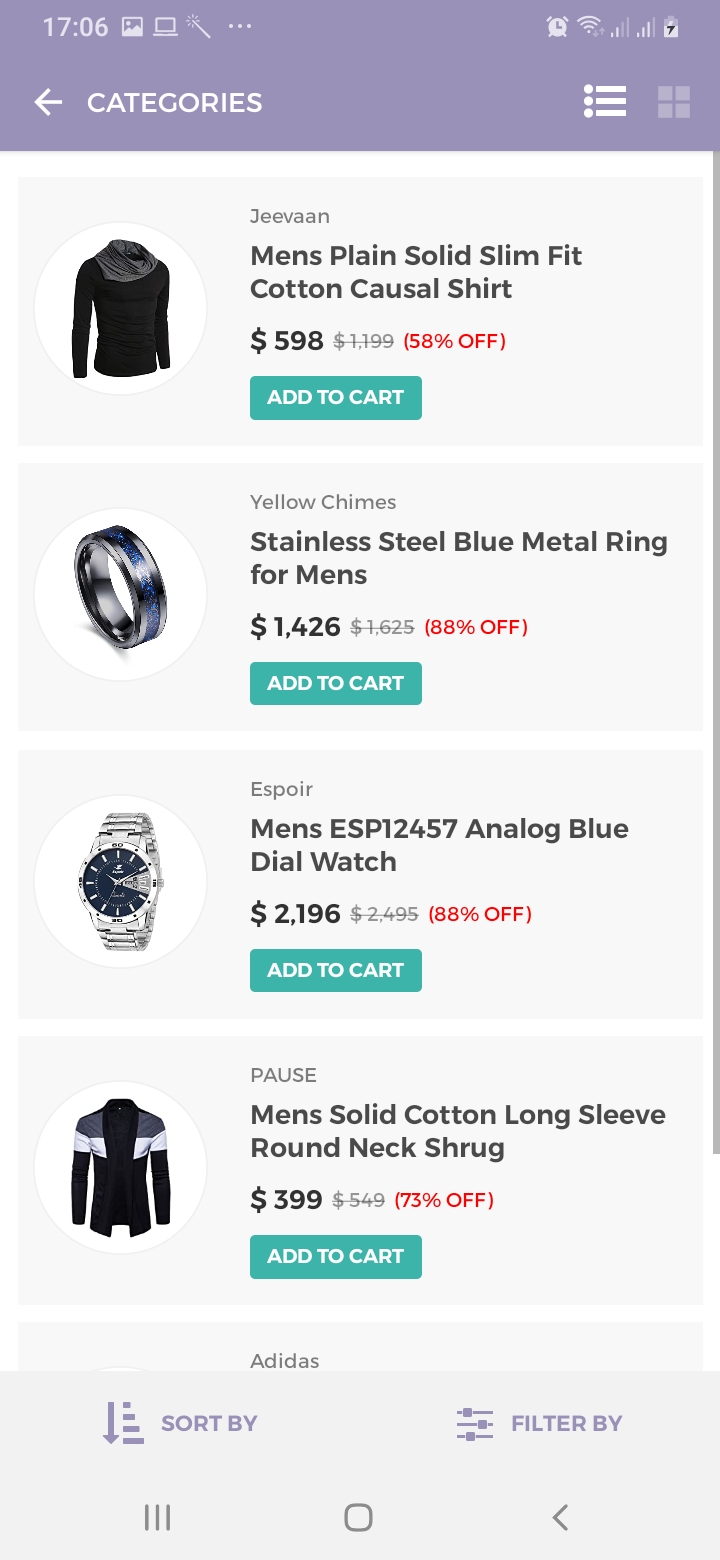 dWear Products Screen