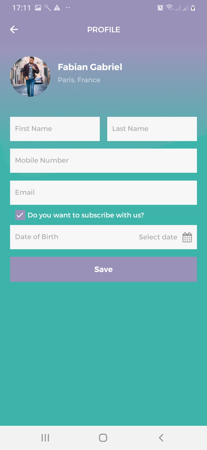 dWear Profile Screen