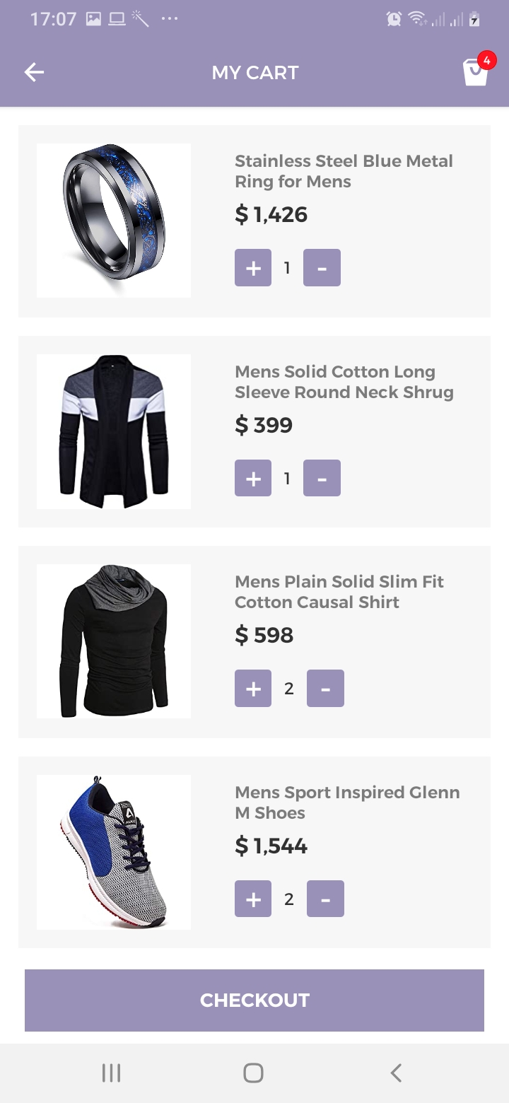 dWear My Cart Screen