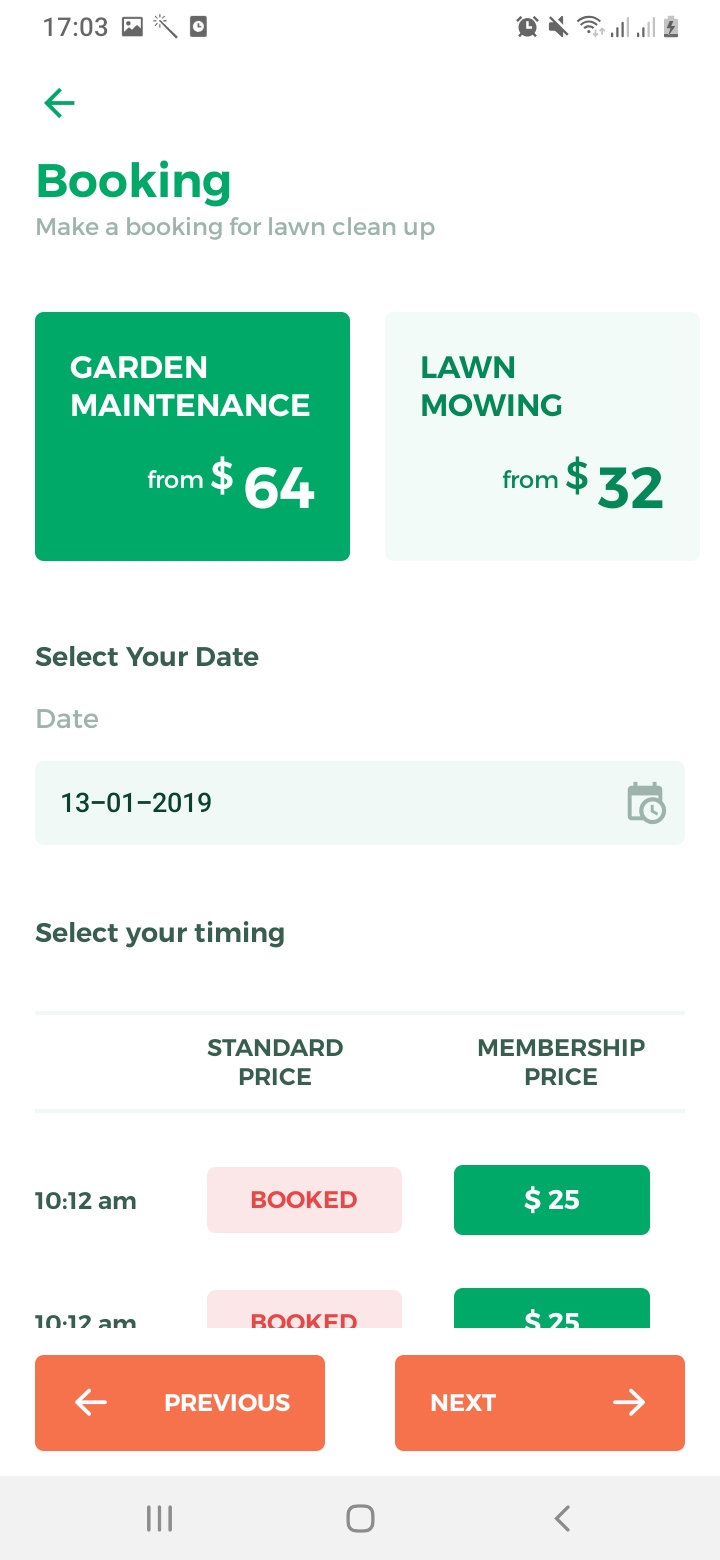 Lawn Clean Booking Continue Screen