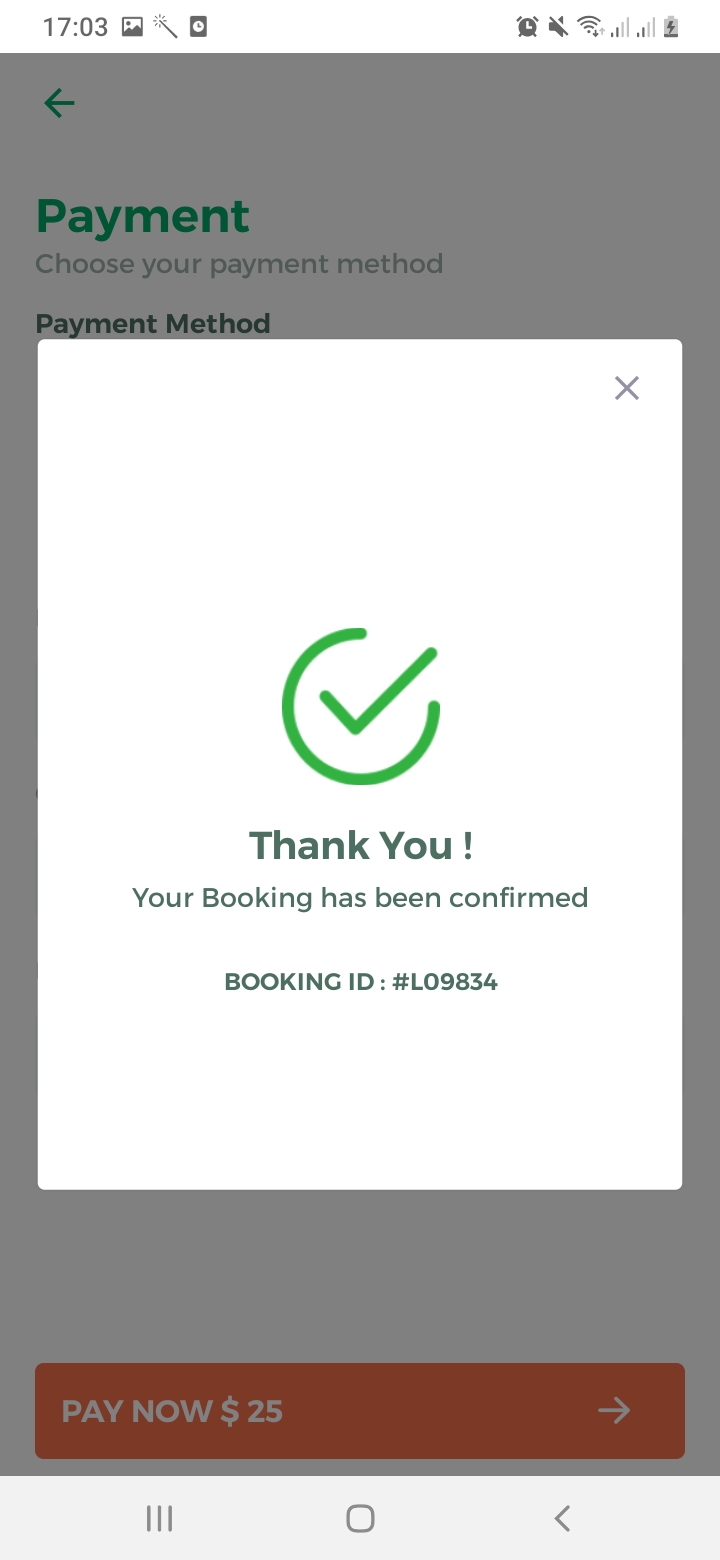 Lawn Clean Payment Confirmation Screen