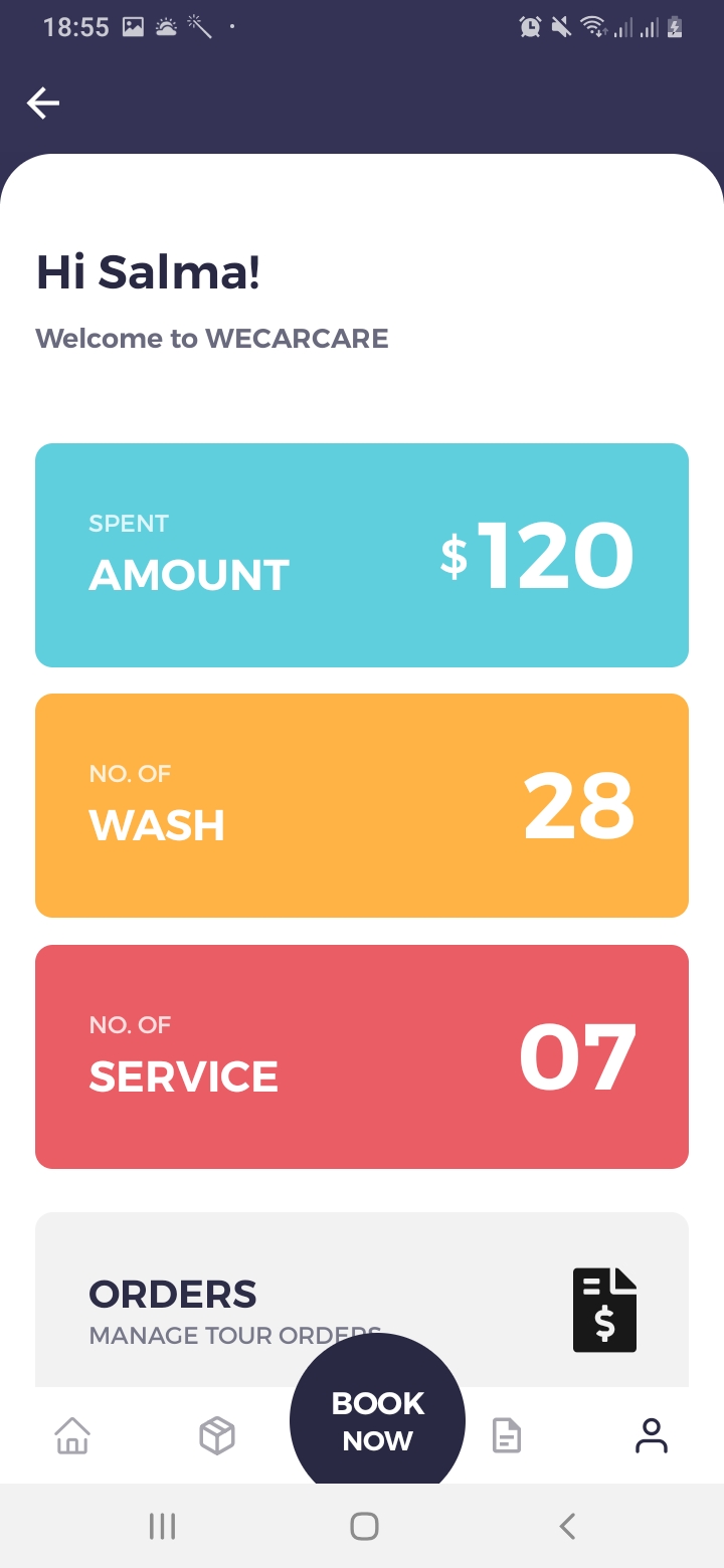 We Car Care Dashboard Screen