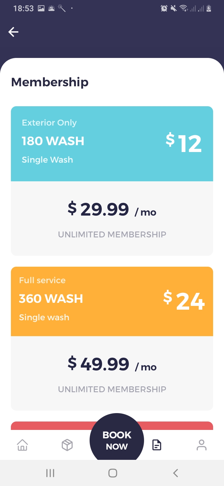 We Car Care Membership Screen
