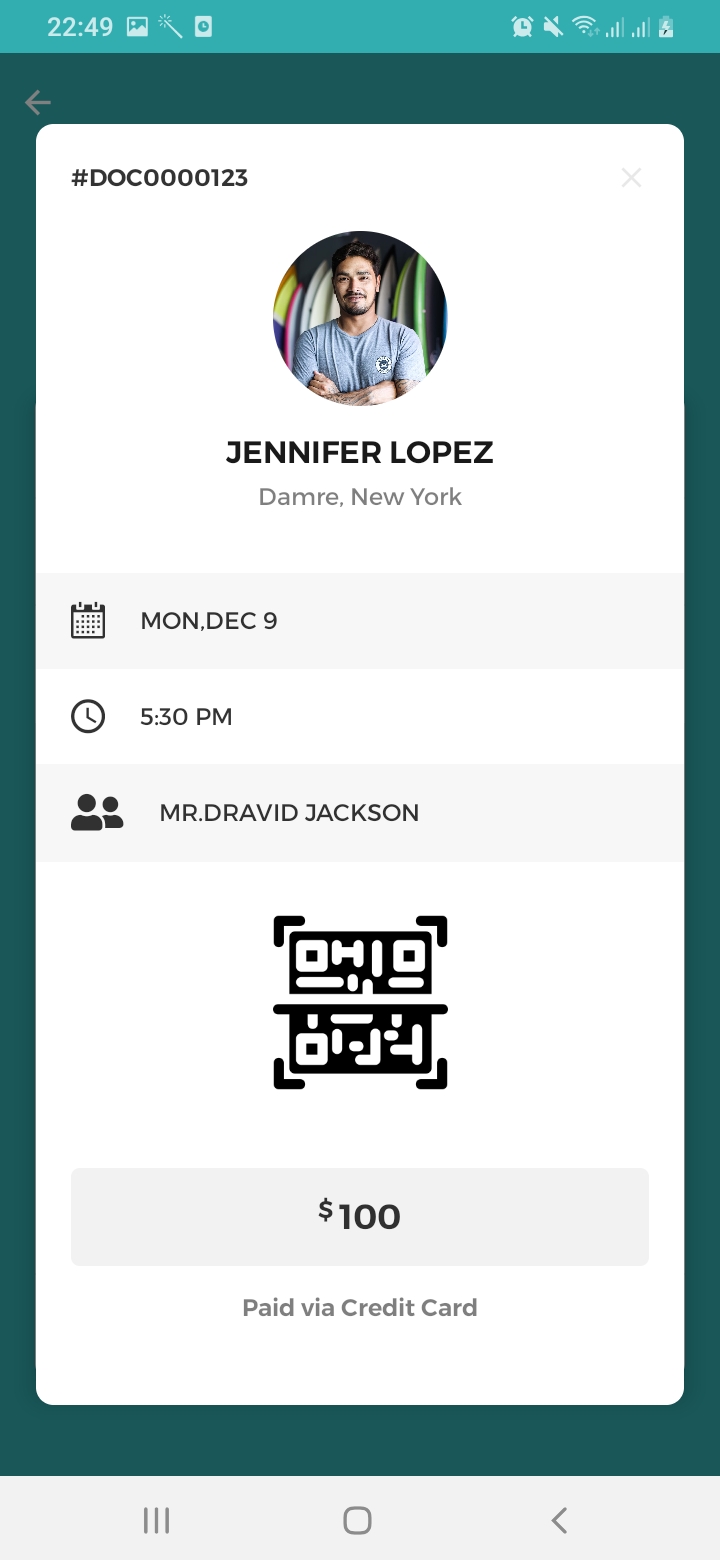 Mr.Doctor Patient Booking Details Screen