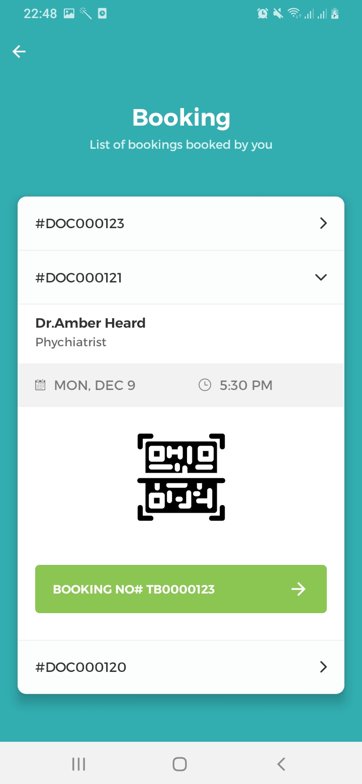 Mr.Doctor Paitent Bookings Screen
