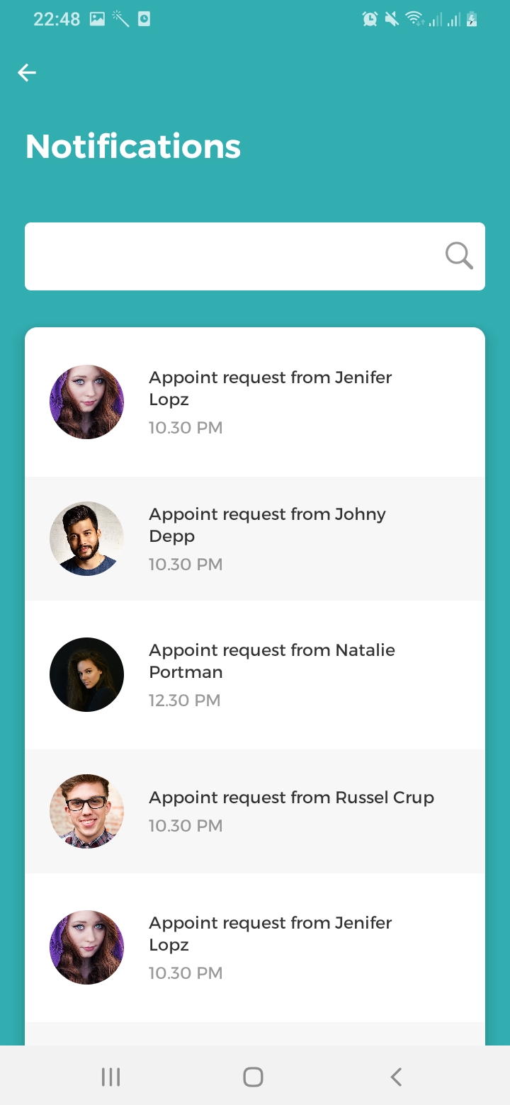 Mr.Doctor Notifications Screen