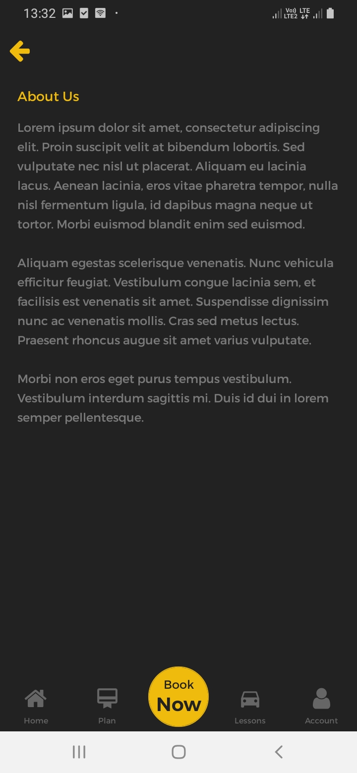 iDrive About Us Screen