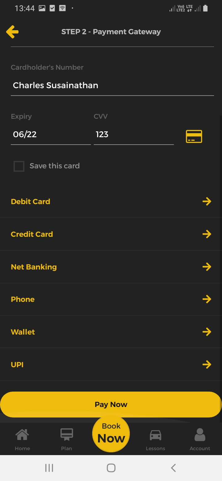 iDrive Payment Gateway 2 Screen