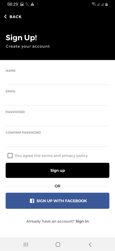 Mr&Mrs Smith Sign Up Screen