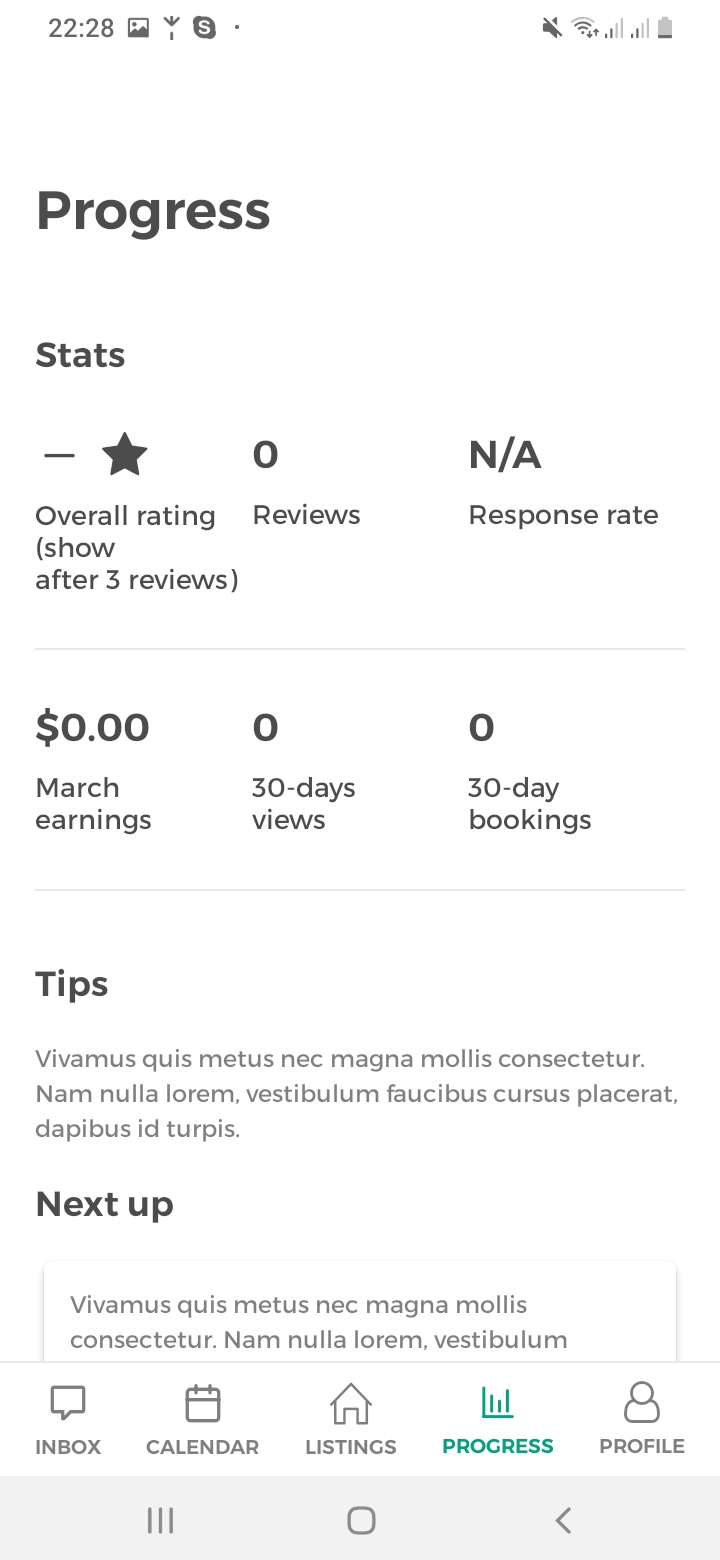 Aertan (Airbnb Clone) Progress Screen