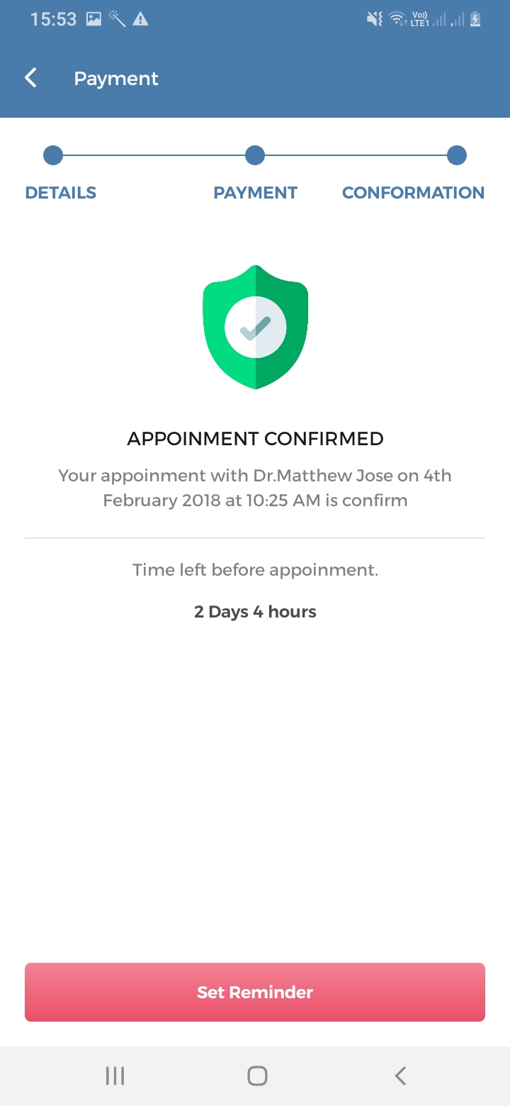 Medicoy Booking Confirmation Screen