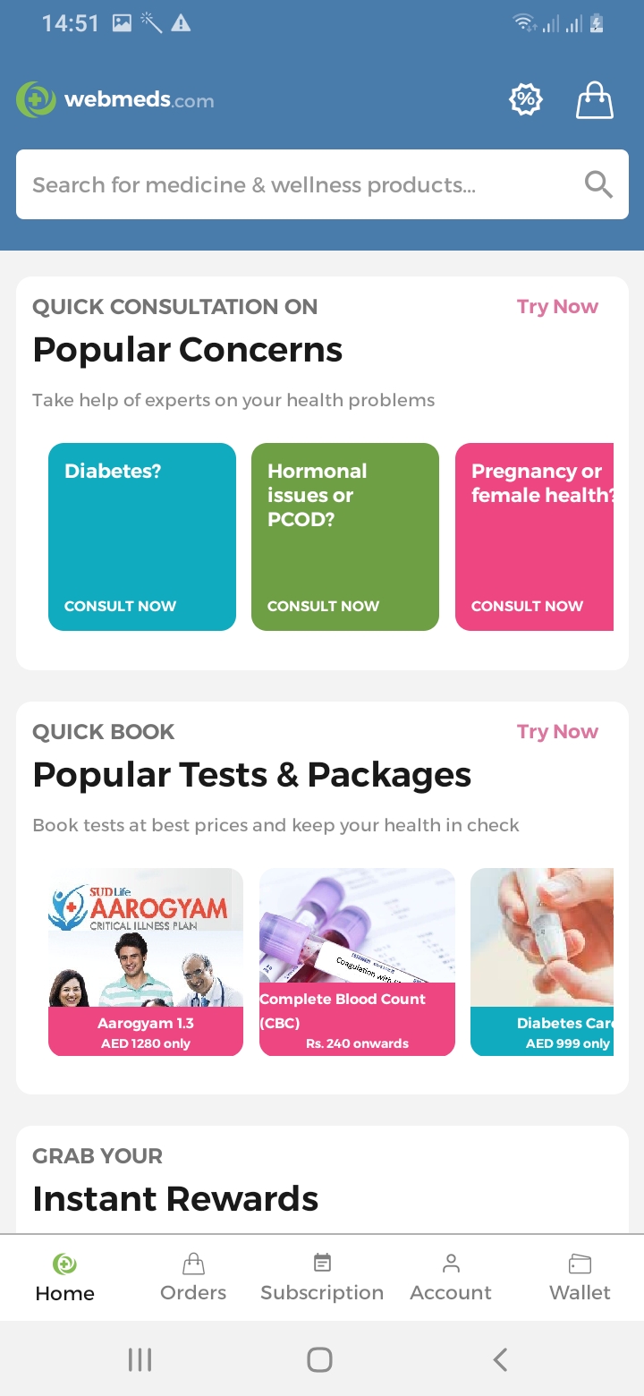 WebMeds Home Continue 4 Screen