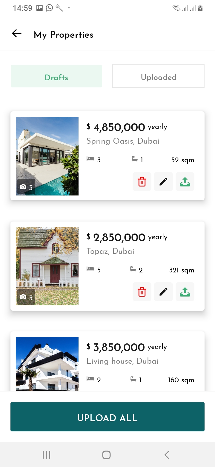 Realify My Properties Screen