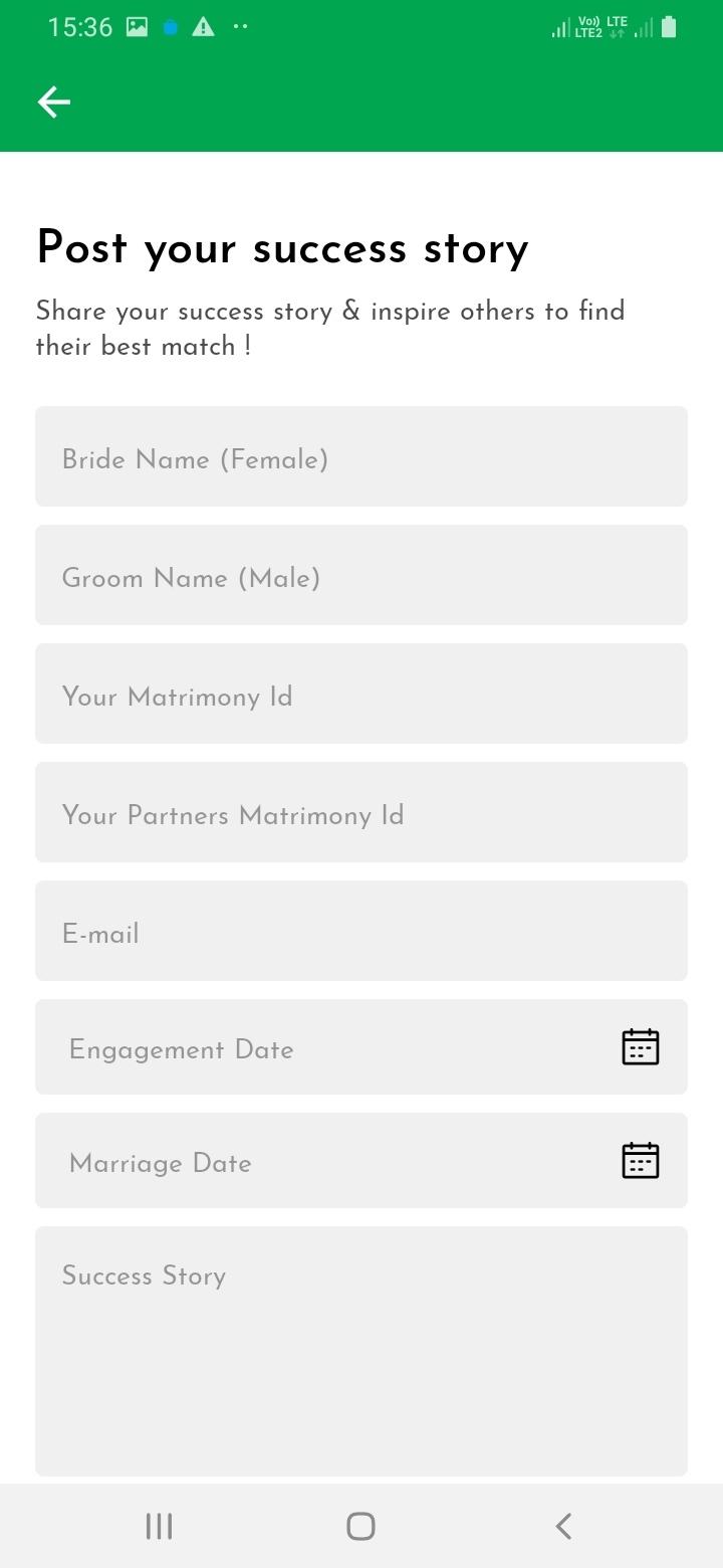 Elite Matrimony Poststory Screen