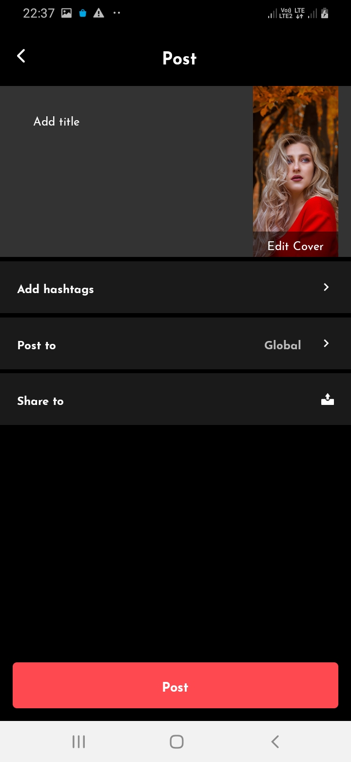 SnapTok Member Post Screen