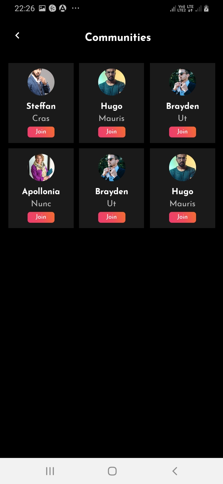 SnapTok Member Communities Screen