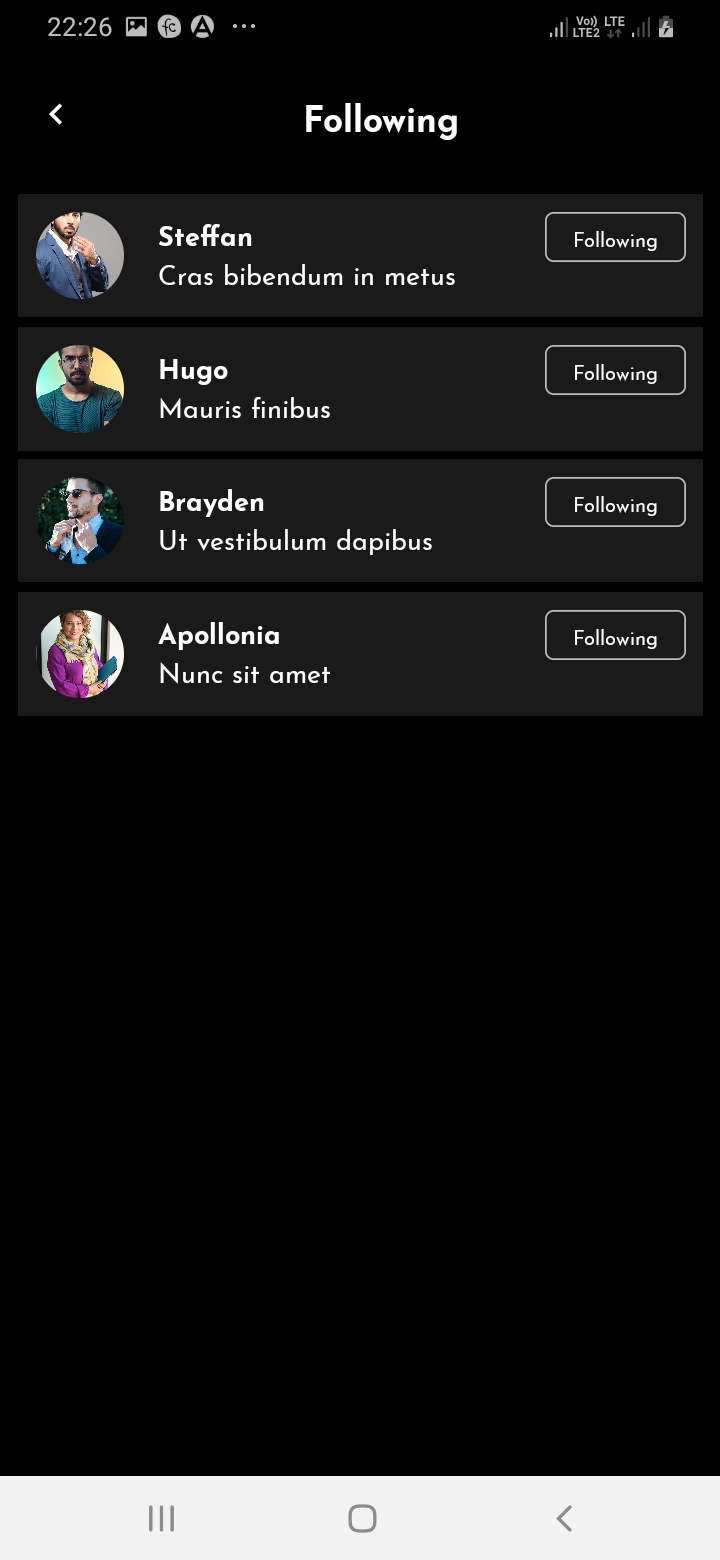 SnapTok Member Following Screen