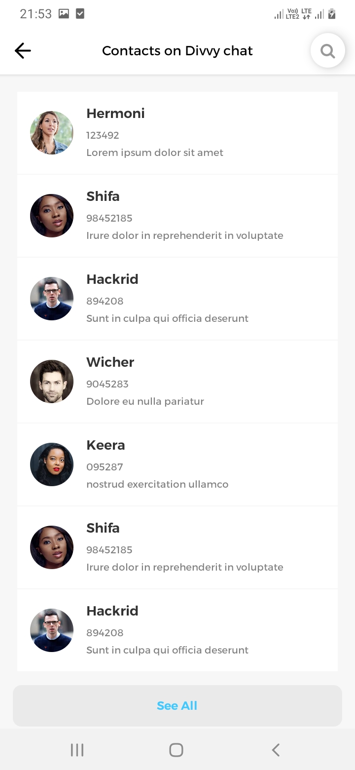 Divvy Chat My Contact Screen