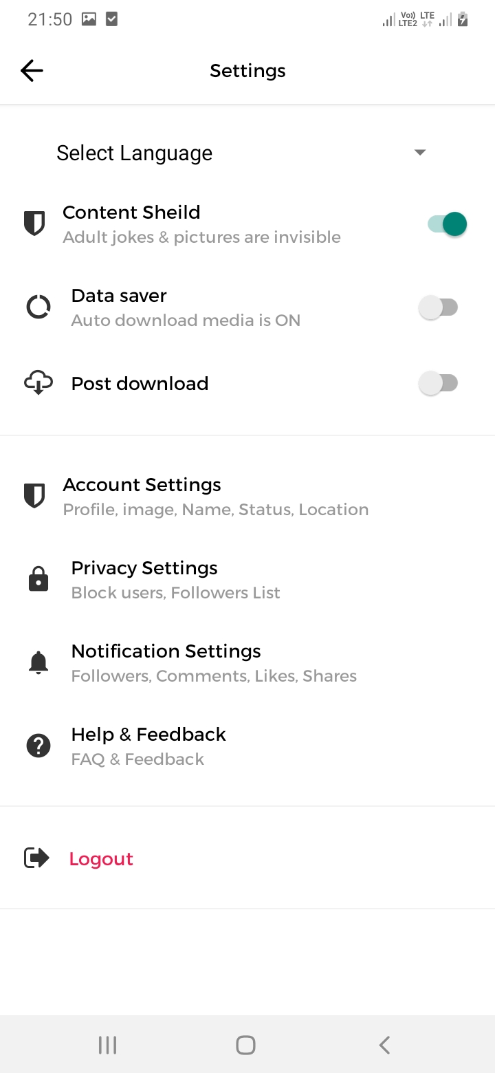 Divvy Chat Settings Screen