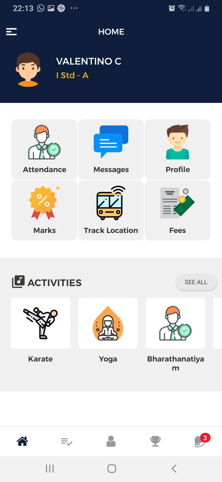 DUIS School Dashboard Screen