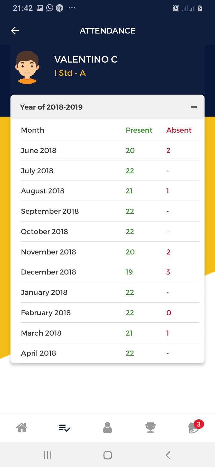 DUIS School Attendance Screen