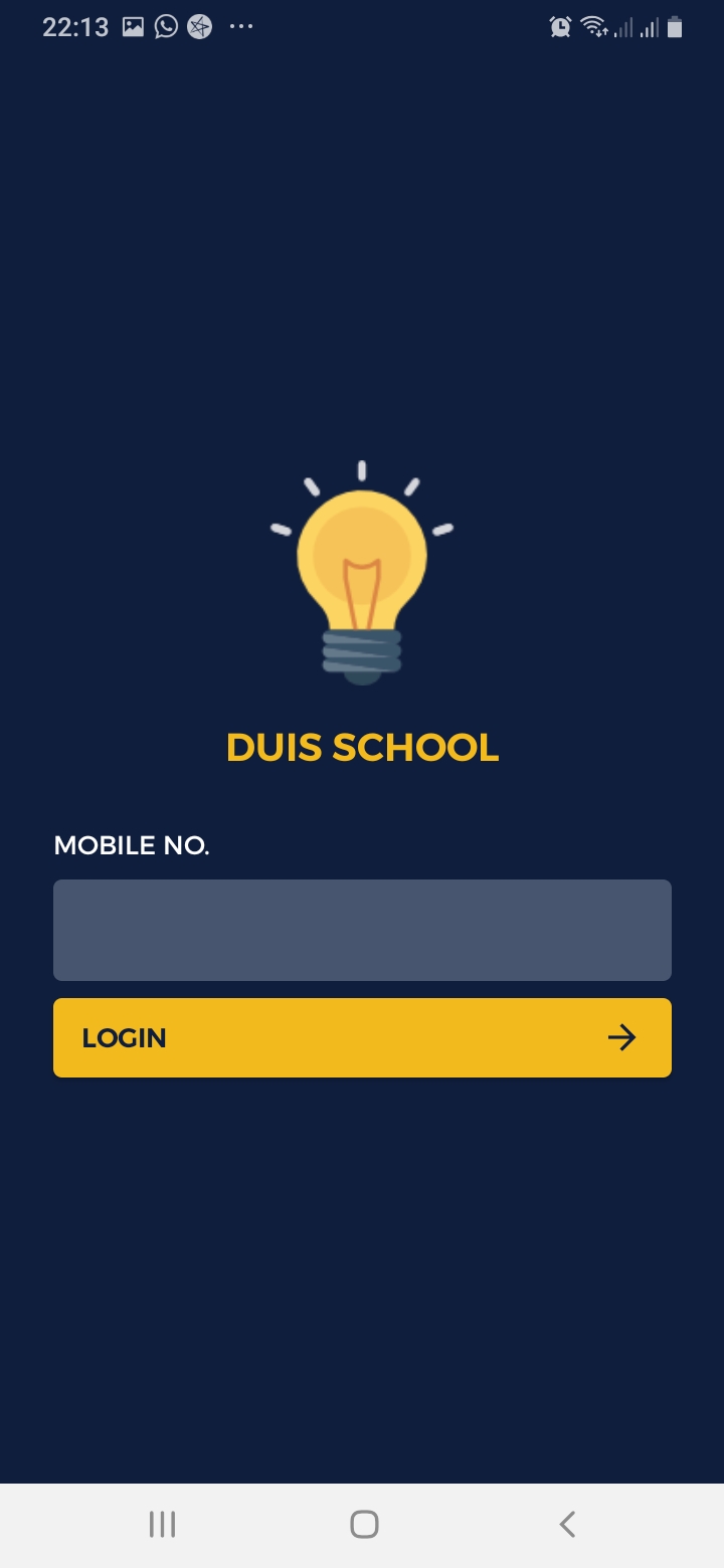 DUIS School Login Screen