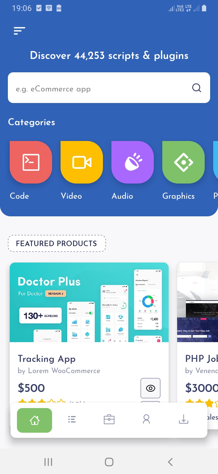 CodeBucket Home Screen