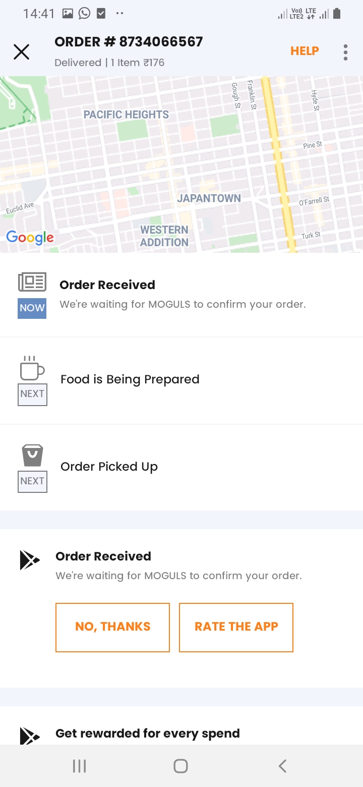FoodsWe Track Order Screen