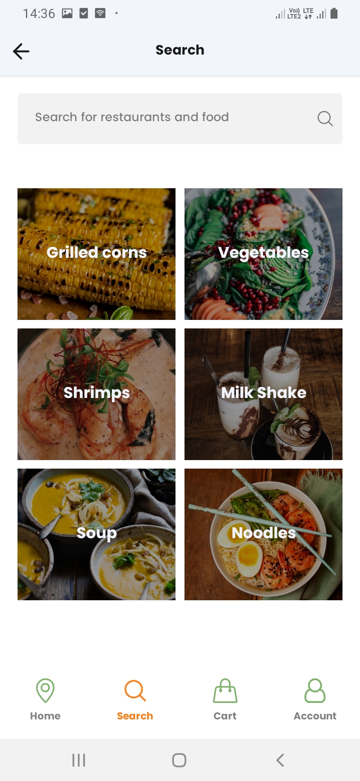 FoodsWe Search Screen