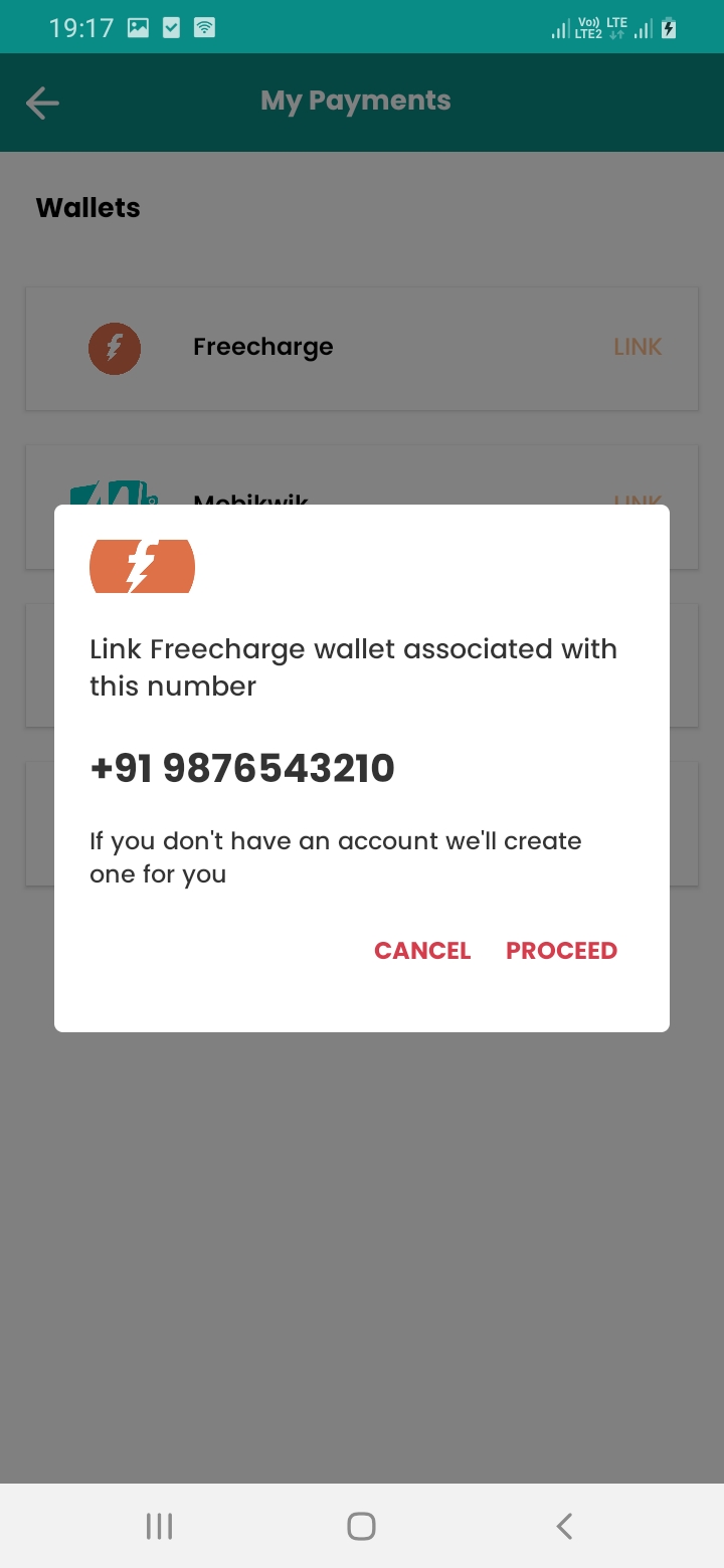 eGrocery Payment Link Screen