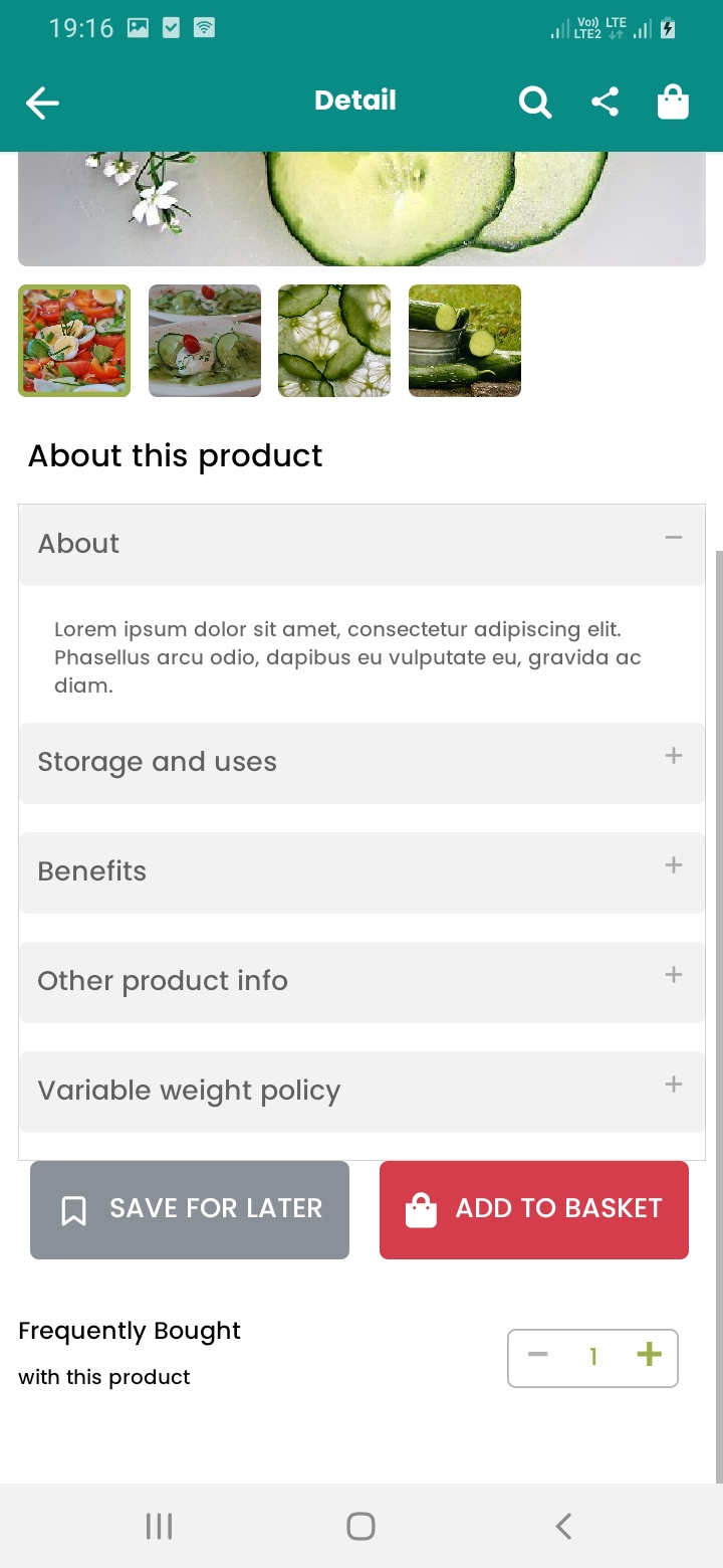 eGrocery Product Detail Continue Screen