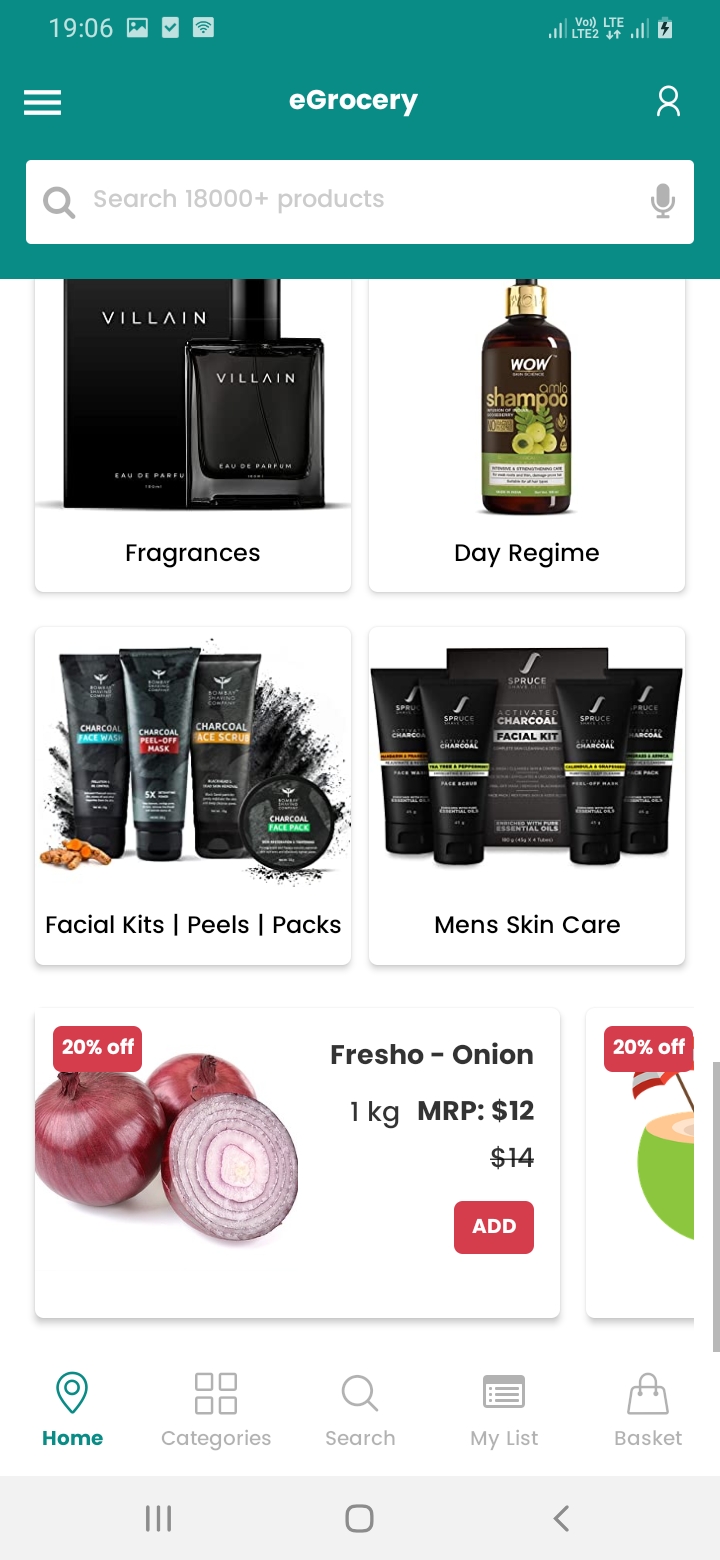 eGrocery Home Continue Screen