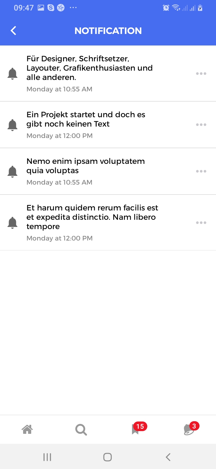 wNews Notifications Screen