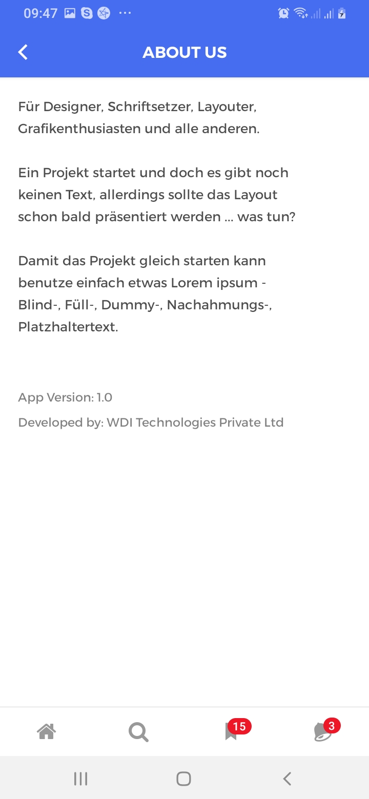 wNews About Us Screen