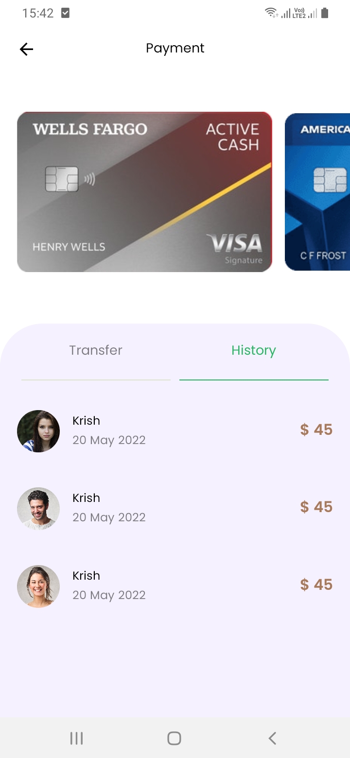 Grocery Payment History Screen