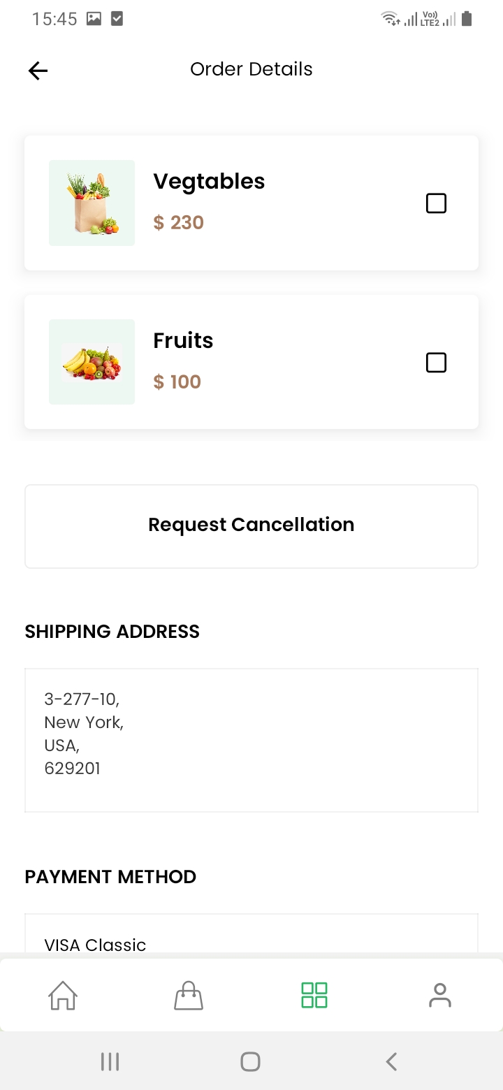 Grocery Order Detail Screen
