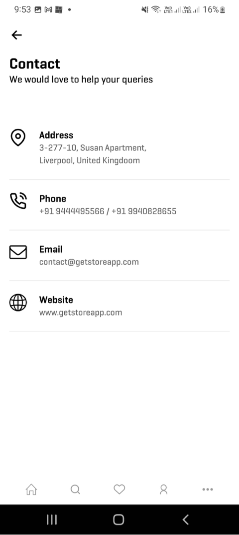 OpenCart App Contact Screen