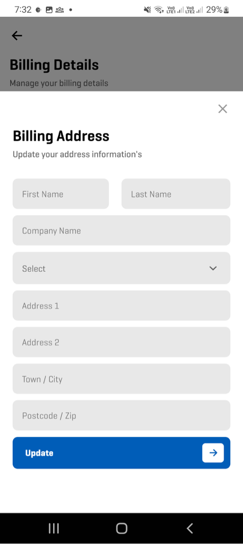 OpenCart App Manage Address Screen