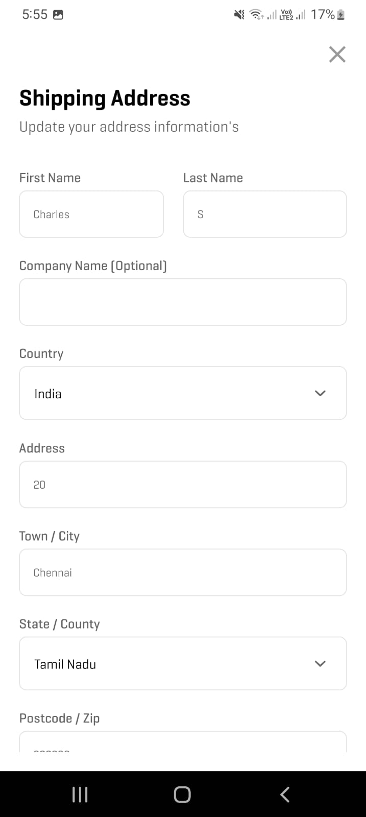 WooCommerce React Native App Manage Address Screen