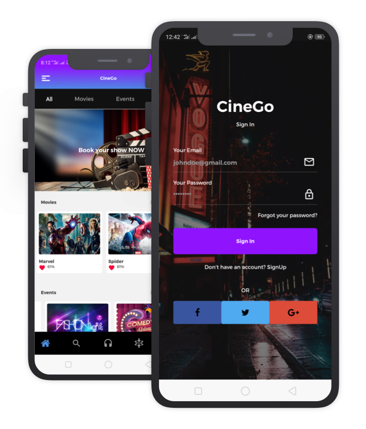 CineGoo Custom Design React Native App Template 